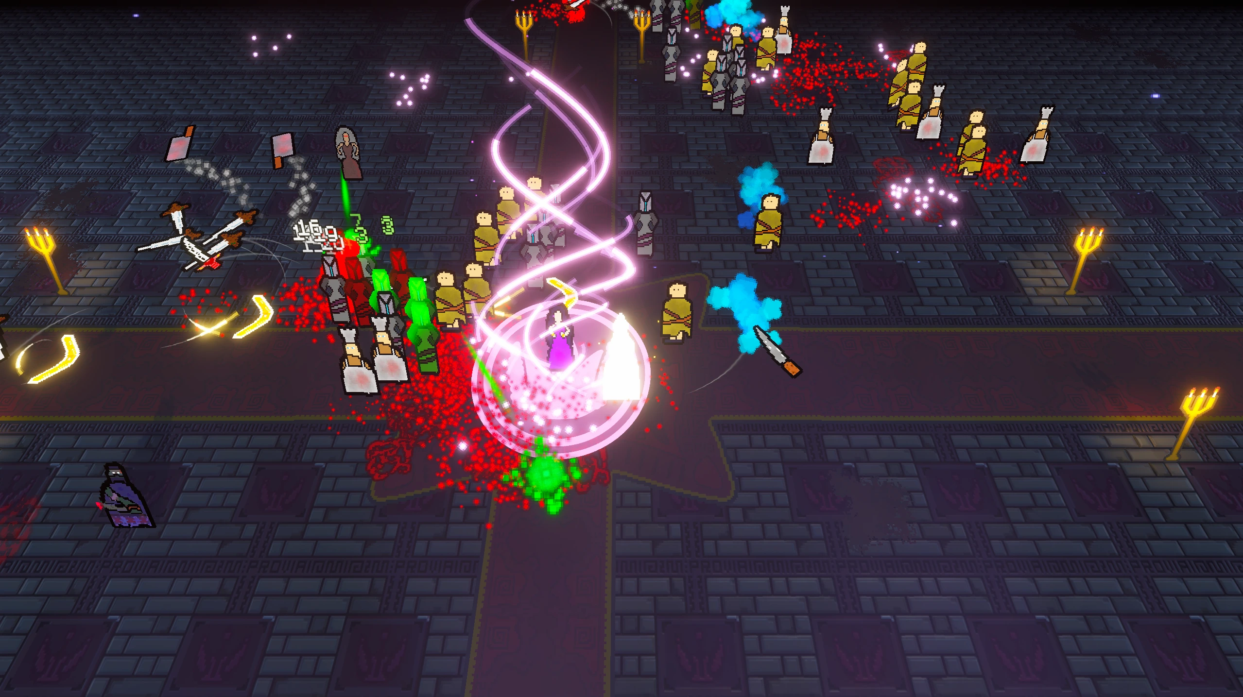 God, Save the Queens combat with enemies and damage numbers